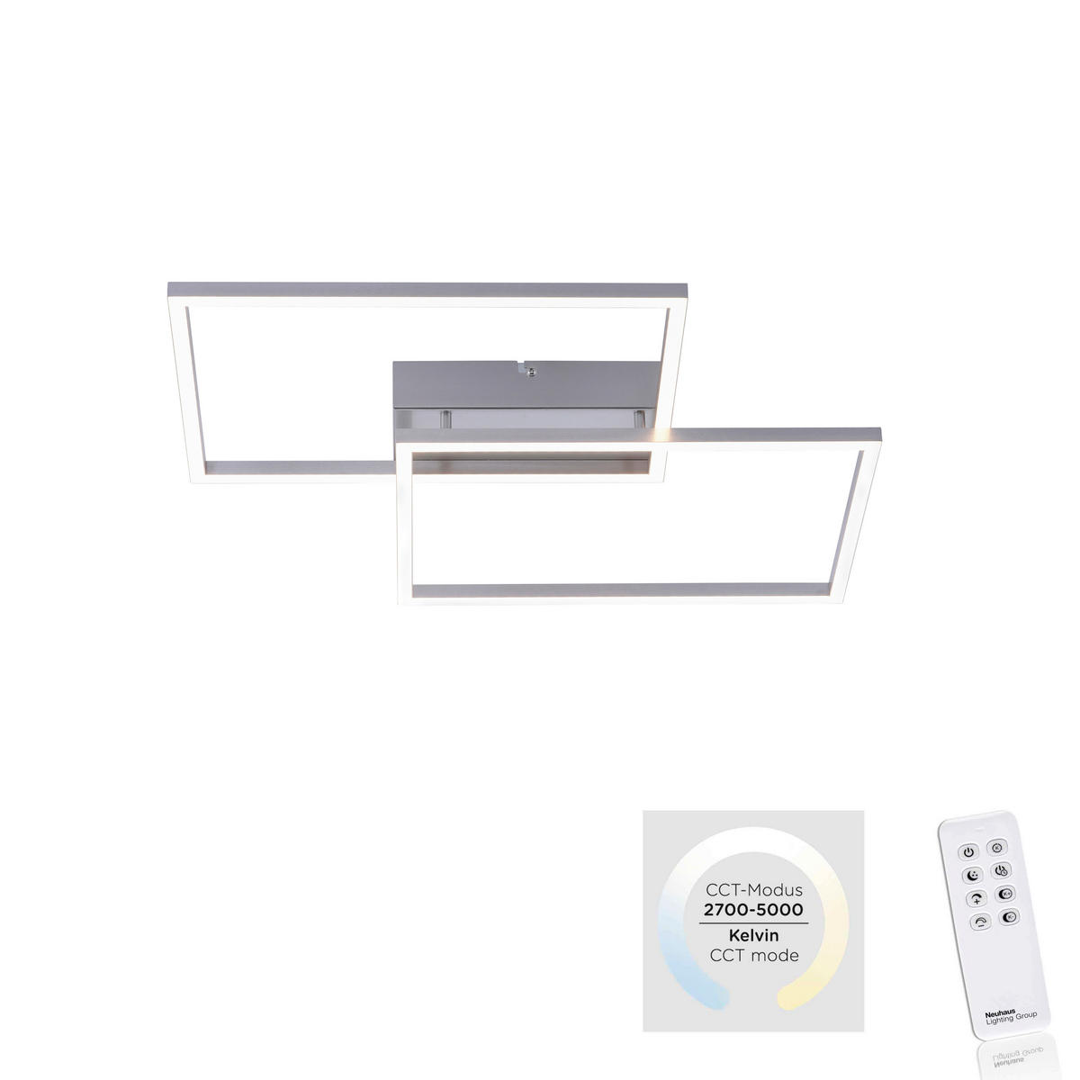 LED-DECKENLEUCHTE 75,5/56,2/7 cm   - Chromfarben/Alufarben, Design, Kunststoff/Metall (75,5/56,2/7cm)