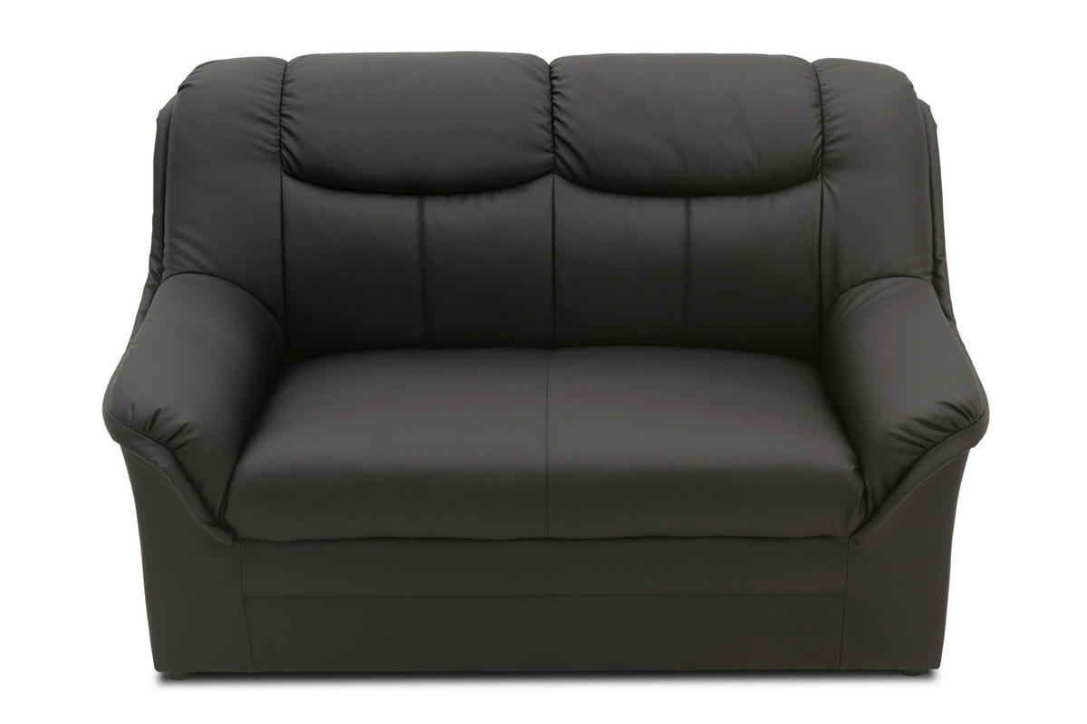 2-SITZER-SOFA BERLIN FK Lederlook Schwarz  - Schwarz, KONVENTIONELL, Kunststoff/Textil (143/89/90cm) - MID.YOU