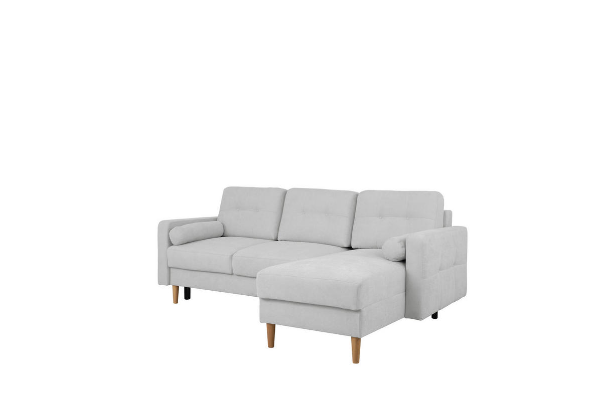 ECKSOFA in Hellgrau  - Buchefarben/Hellgrau, Design, Holz/Textil (223/157cm) - MID.YOU