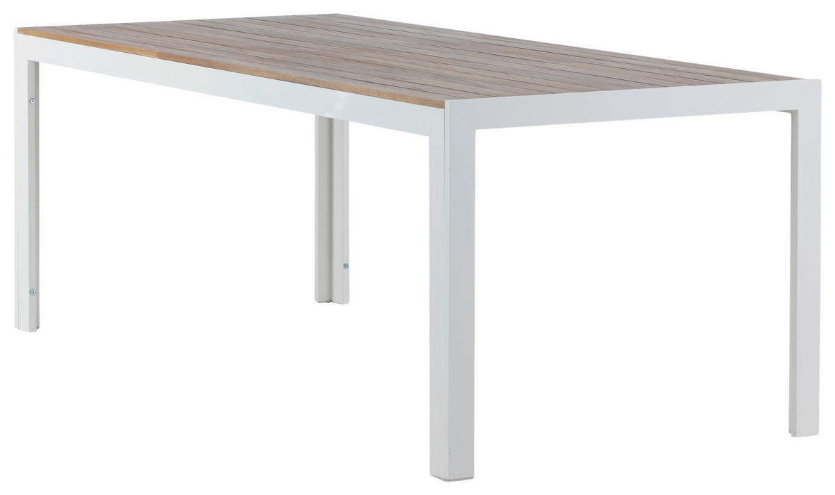 GARTENTISCH 200/100/76 cm  - Weiß/Akaziefarben, KONVENTIONELL, Holz/Metall (200/100/76cm) - Gardenson