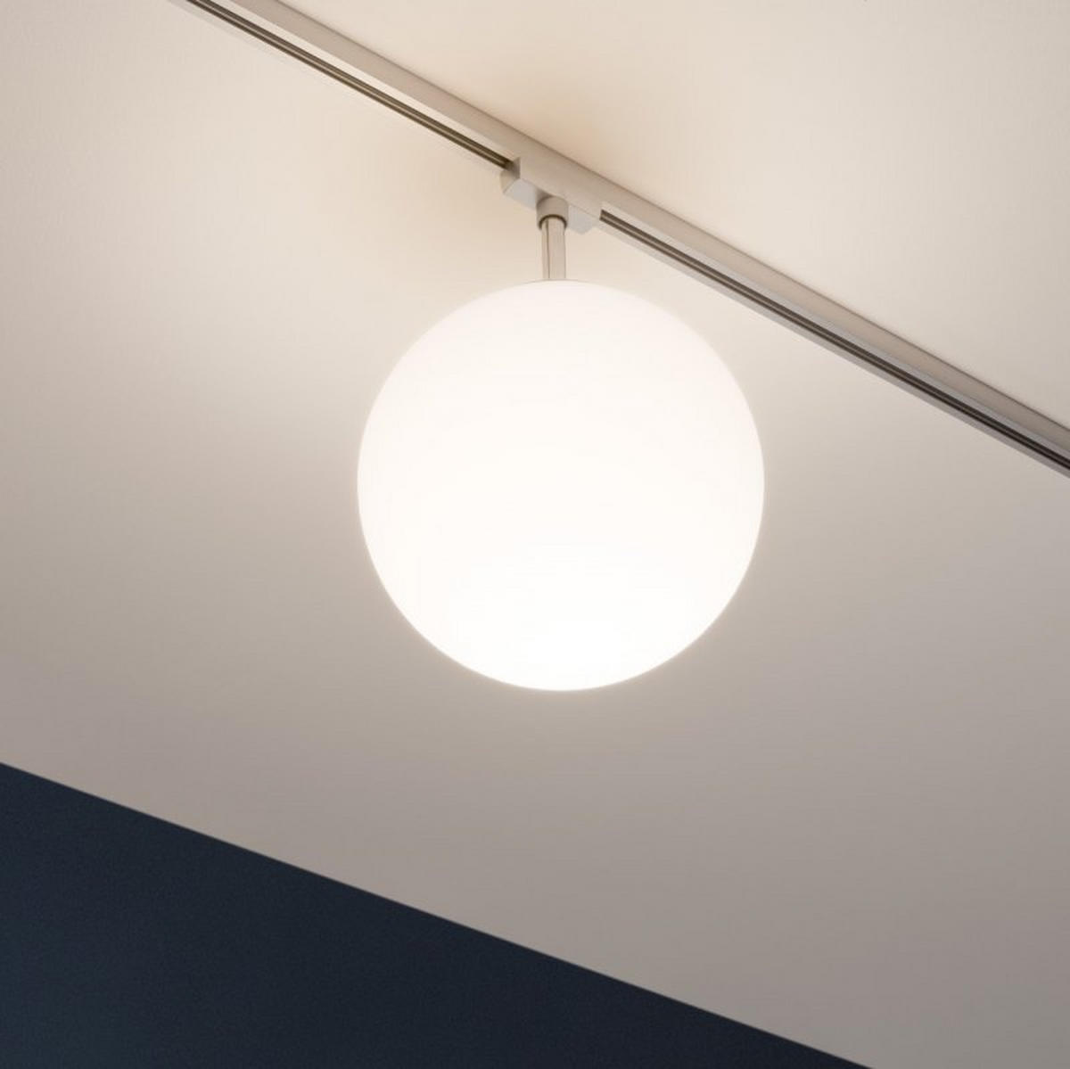 URAIL SCHIENENSYSTEM-STRAHLER - Chromfarben/Opal, Design, Glas/Metall (20/32cm) - Paulmann
