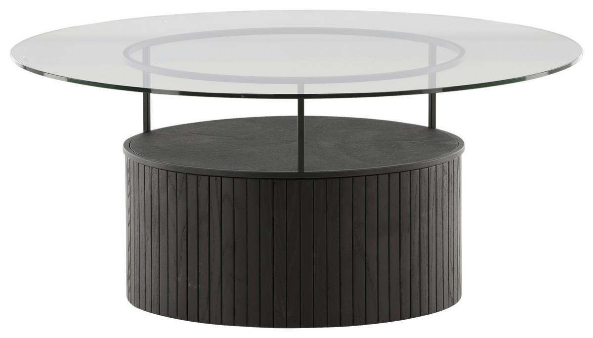 COUCHTISCH in Holz, Glas 90/90/40 cm  - Klar/Schwarz, Design, Glas/Holz (90/90/40cm) - Livetastic