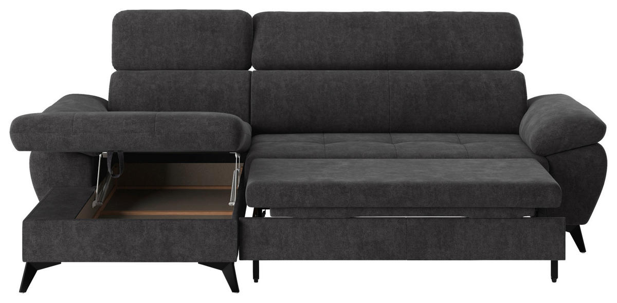 ECKSOFA in Dunkelgrau  - Schlammfarben/Dunkelgrau, Textil/Metall (166/261cm) - MID.YOU