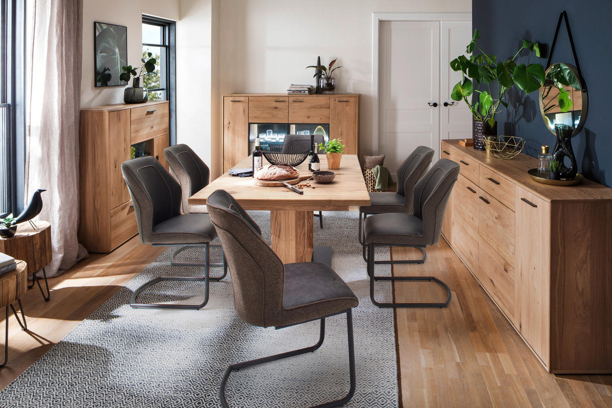 ESSTISCH in Holz, Holzwerkstoff 180-280/100/77 cm  - Eichefarben/Schwarz, Design, Holz/Holzwerkstoff (180-280/100/77cm) - Livetastic