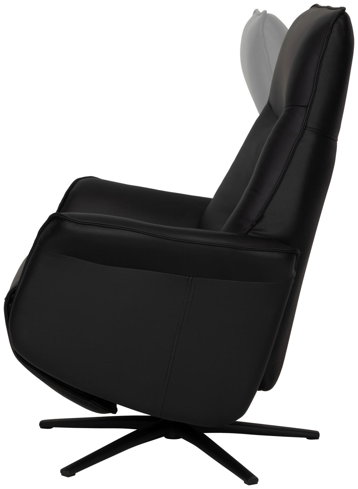 RELAXSESSEL Lederlook Echtleder    - Schwarz, Design, Leder/Holz (79/110/83cm) - Livetastic