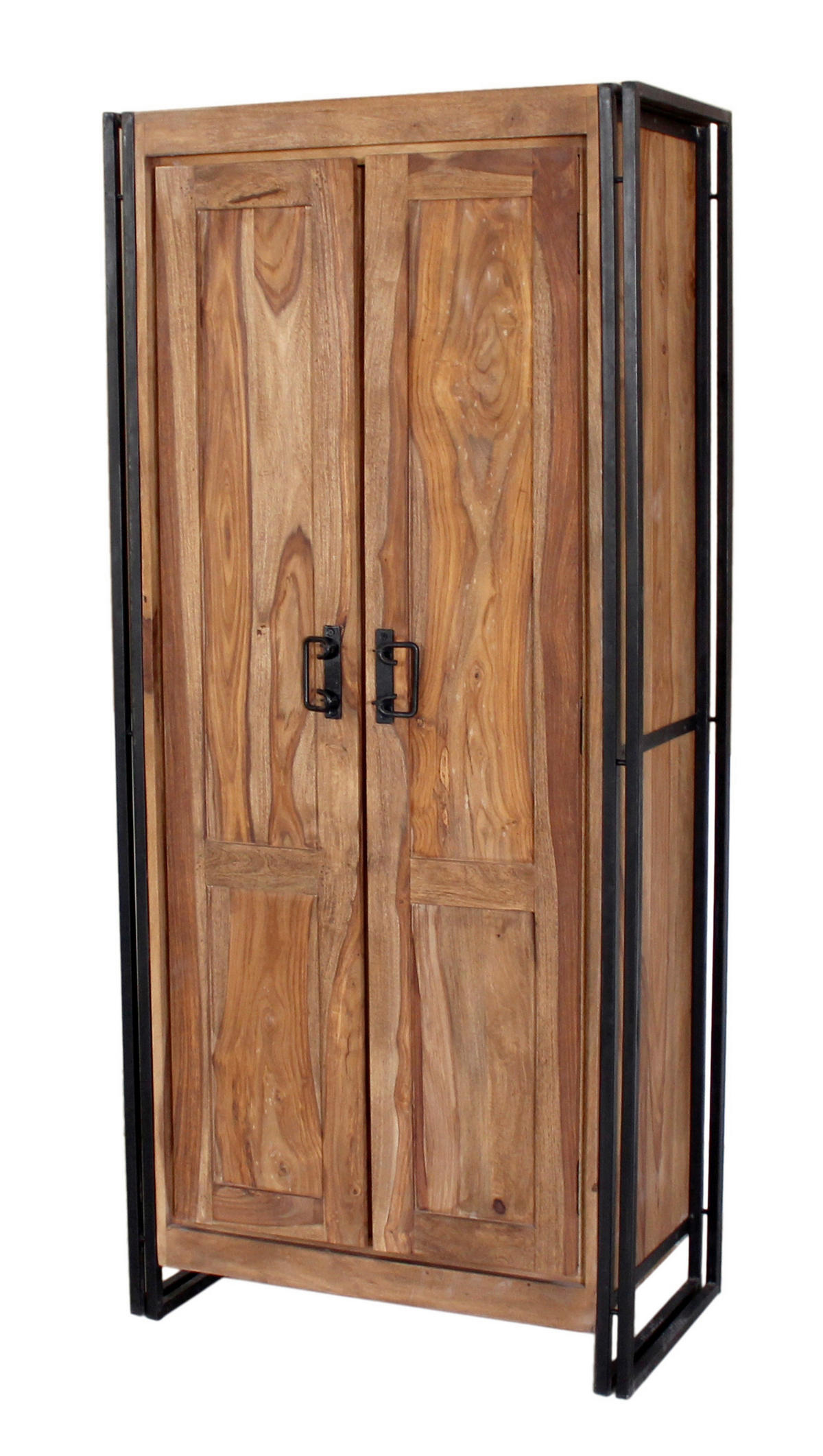 GARDEROBENSCHRANK  in 80/180/45 cm  - Schwarz/Naturfarben, Design, Holz/Metall (80/180/45cm) - MID.YOU
