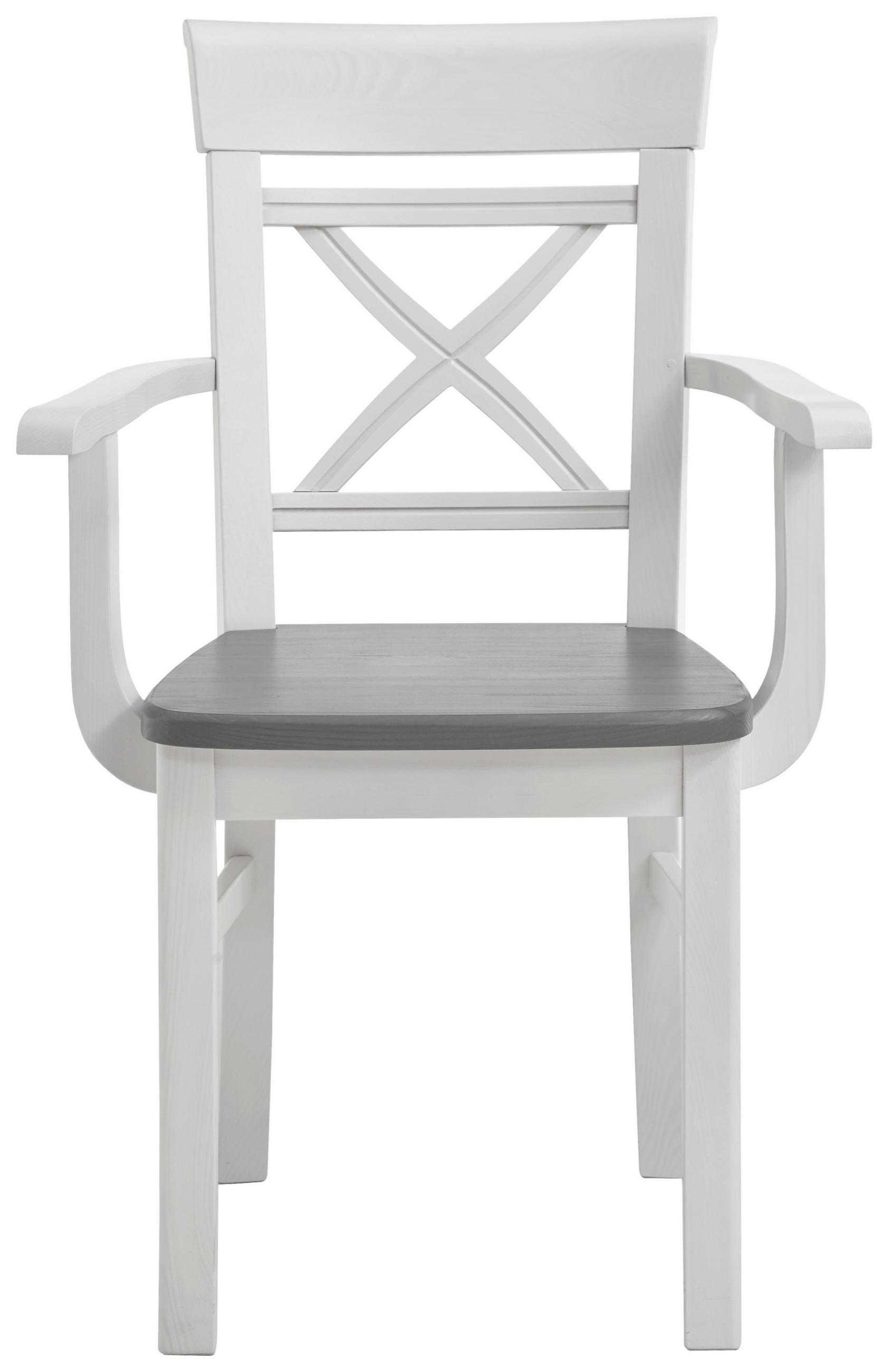 ARMLEHNSTUHL  in  - Weiß/Grau, ROMANTIK / LANDHAUS, Holz (61/94/43cm) - Boxxx