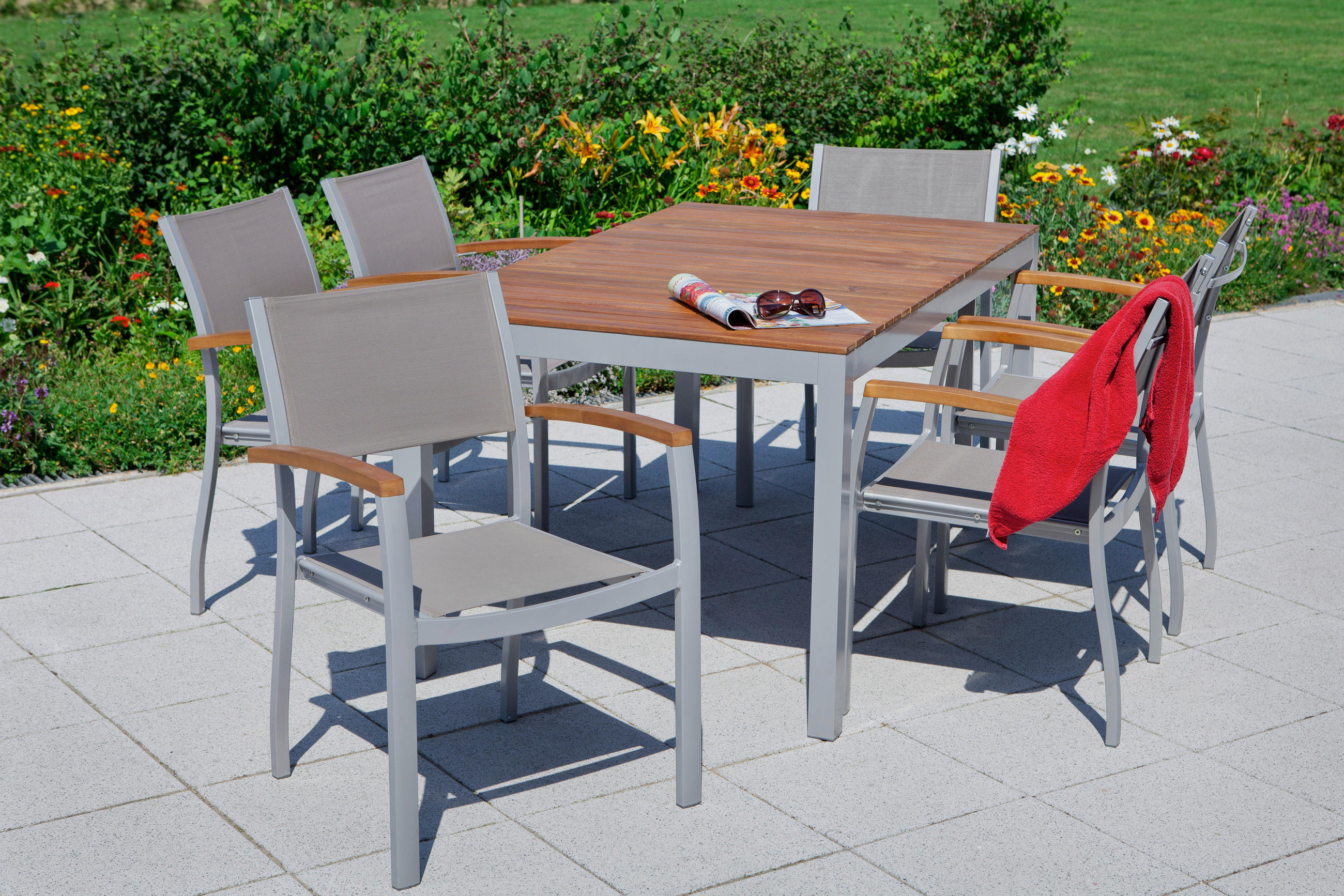 Gartengarnitur 7-Tlg. Naxos Akazie/Aluminium