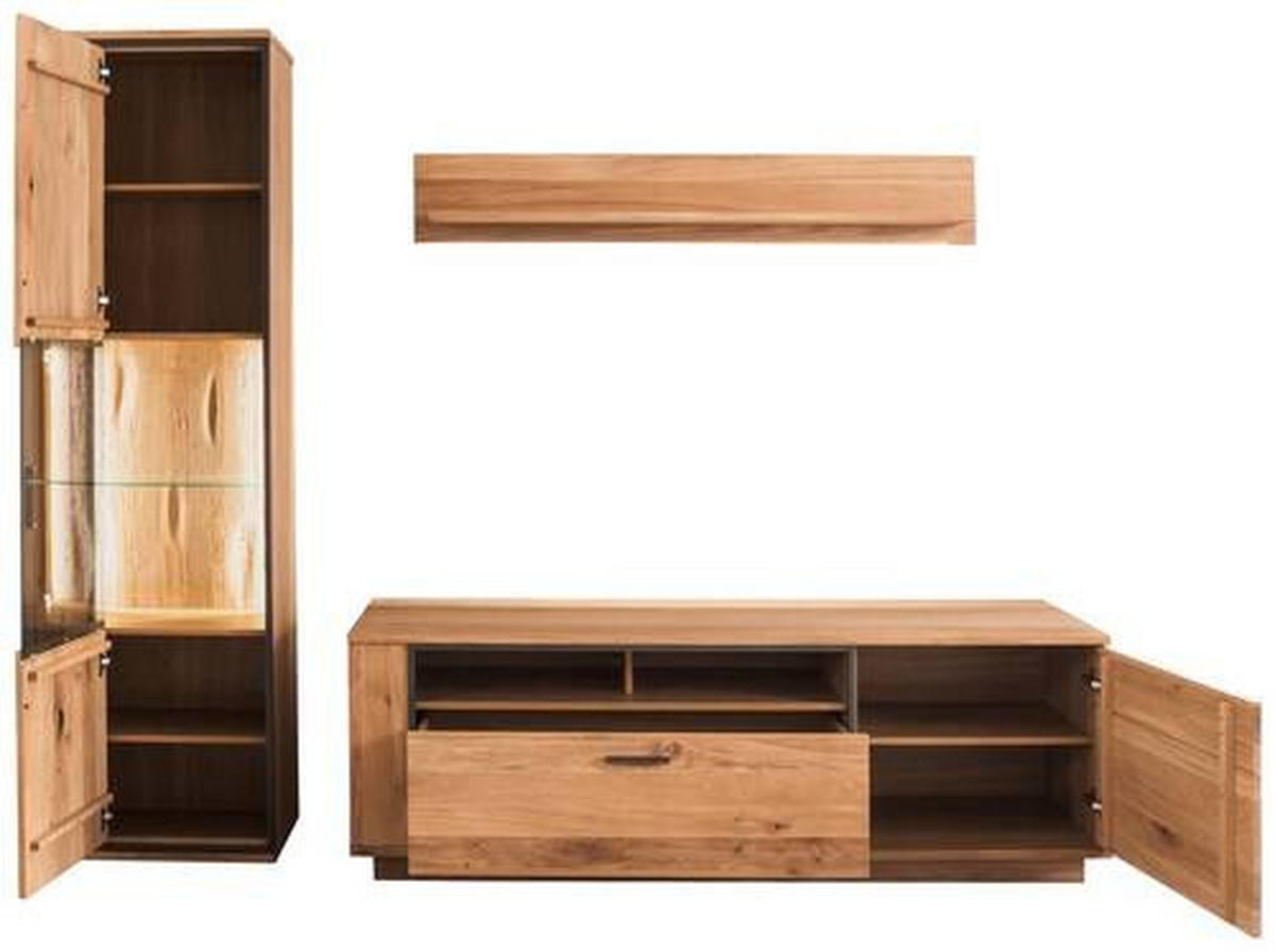 WOHNWAND  in Anthrazit, Eichefarben 250/209/50 cm  - Eichefarben/Anthrazit, Konventionell, Glas/Holz (250/209/50cm) - Landscape