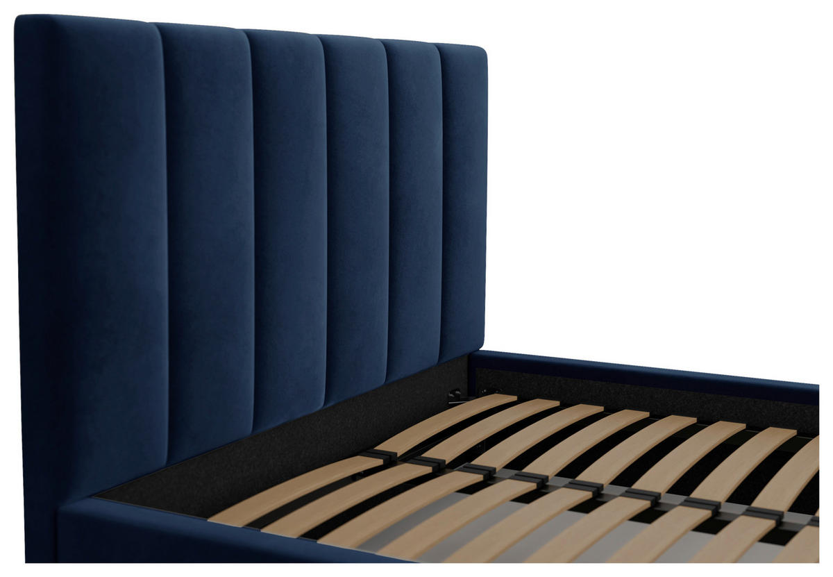 POLSTERBETT Lattenrost, Bettkasten 140/200 cm  in Blau  - Blau/Schwarz, Design, Holz/Kunststoff (140/200cm) - Boxxx