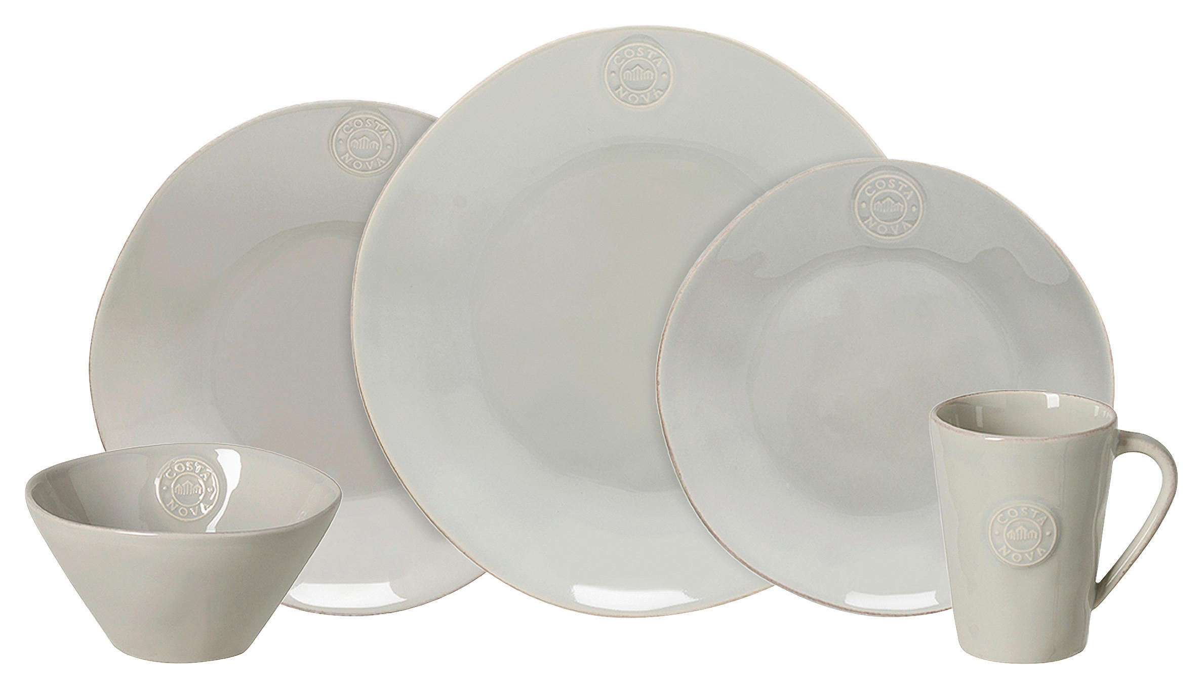 KOMBISERVICE Hellgrau NOVA 5-teilig 1 Personen  - Hellgrau, Basics, Keramik - Costa Nova