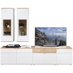 WOHNWAND  in Weiß, Eichefarben  270/215/45 cm  - Eichefarben/Alufarben, KONVENTIONELL, Glas/Holzwerkstoff (270/215/45cm) - Venda