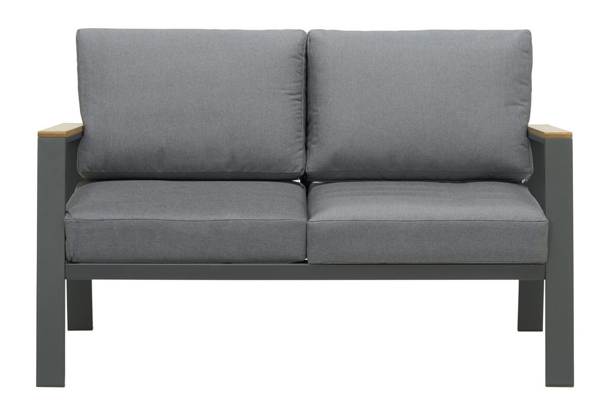 LOUNGESOFA 132/74/75 cm Eukalyptusholz massiv Aluminium  - Anthrazit/Naturfarben, Design, Holz/Textil (132/74/75cm) - Ambia Garden