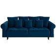 BIGSOFA in Samt Blau  - Blau/Schwarz, Design, Holz/Textil (248/96/95cm) - Carryhome