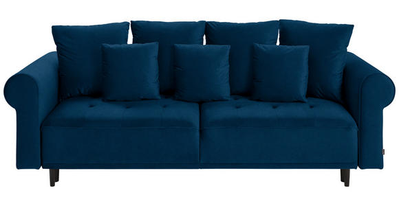 BIGSOFA in Samt Blau  - Blau/Schwarz, Design, Holz/Textil (248/96/95cm) - Carryhome