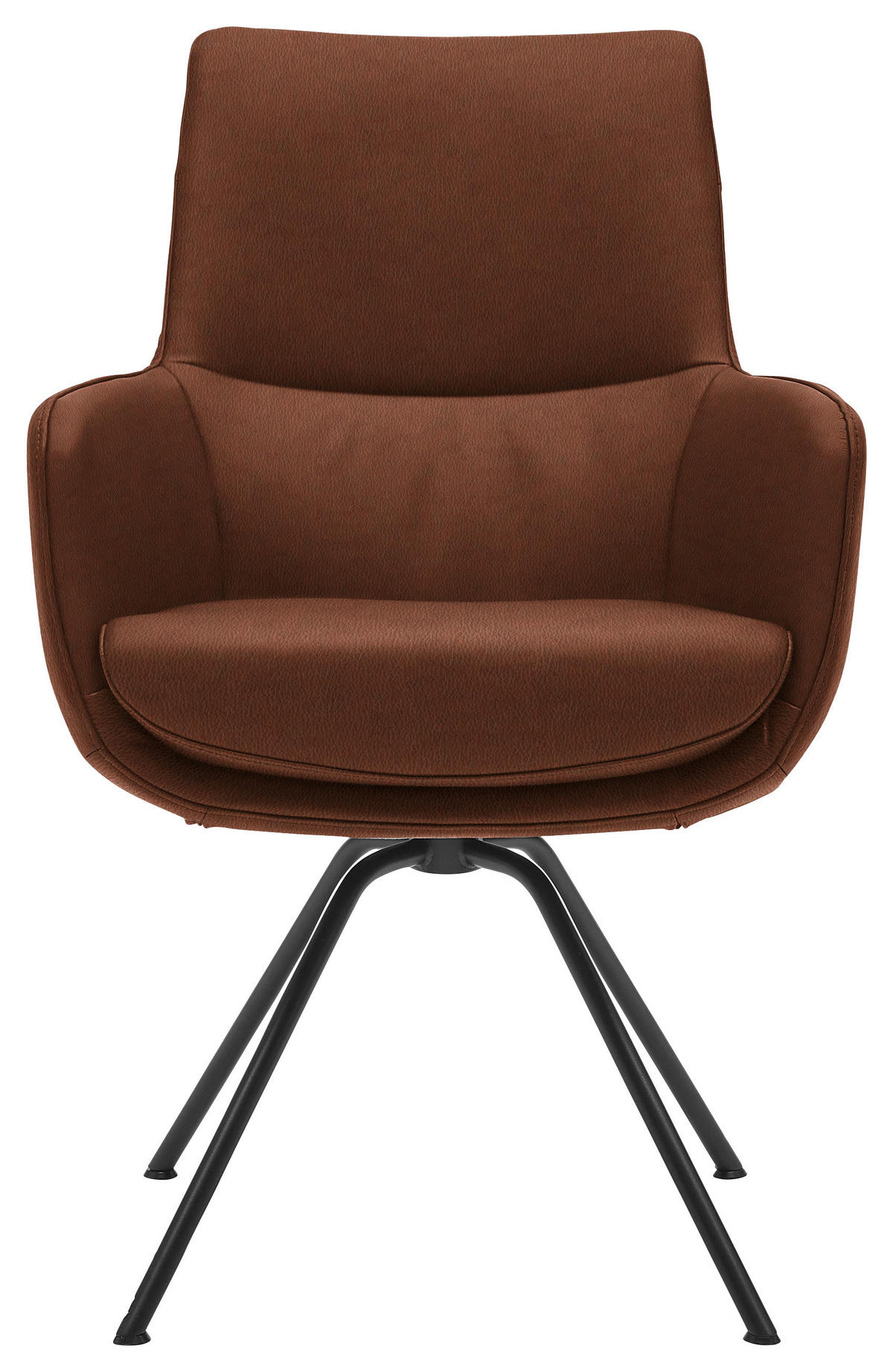 ARMLEHNSTUHL  in Stahl  - Kastanienfarben/Schwarz, Design, Leder/Metall (60/90/61cm) - Dieter Knoll