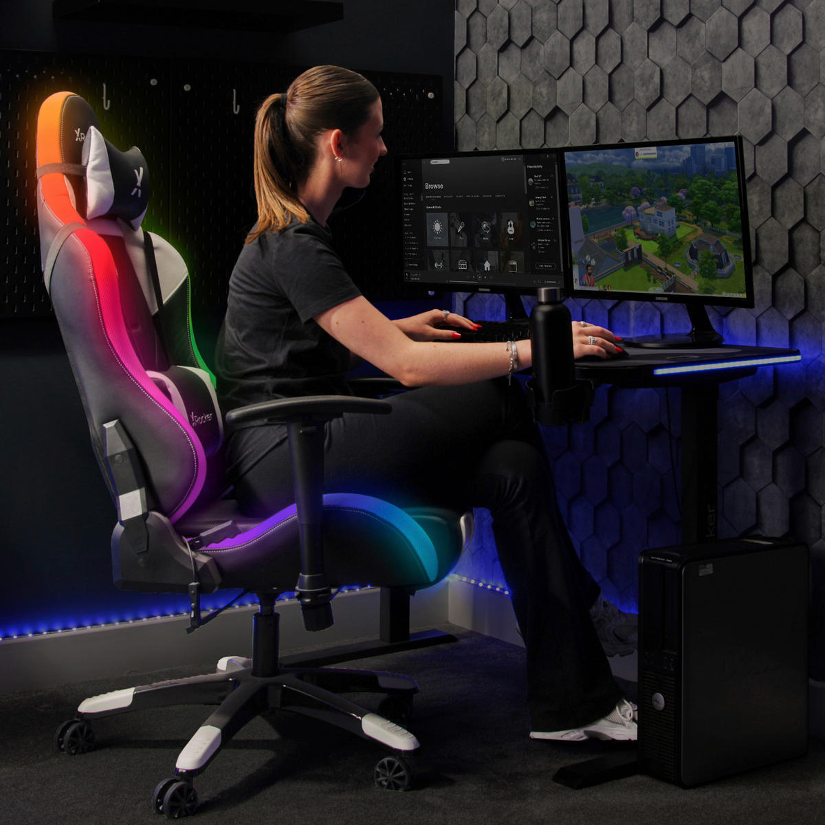 GAMINGSTUHL Schwarz Metall, Kunststoff, Textil   - Schwarz/Grau, MODERN, Kunststoff/Textil (66/128/59,9cm) - X Rocker