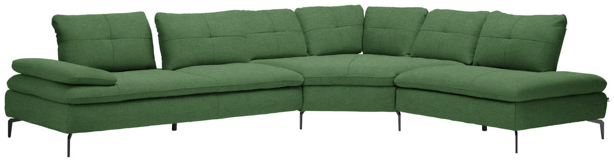 ECKSOFA in Flachgewebe Grün  - Schwarz/Grün, Design, Textil/Metall (344/271cm) - Chilliano