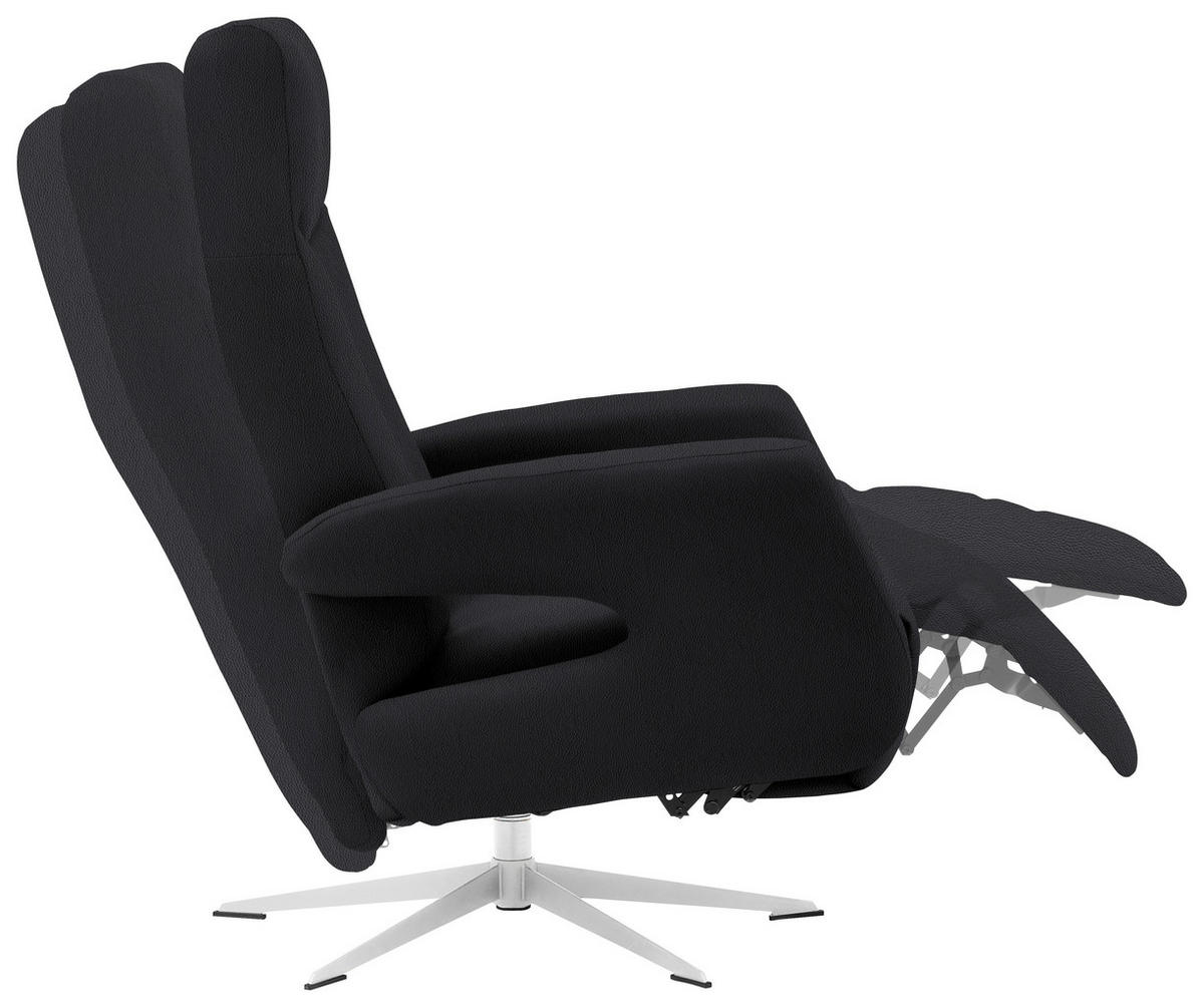 RELAXSESSEL in Leder Anthrazit  - Chromfarben/Anthrazit, Design, Leder/Metall (74/105/82cm) - Welnova