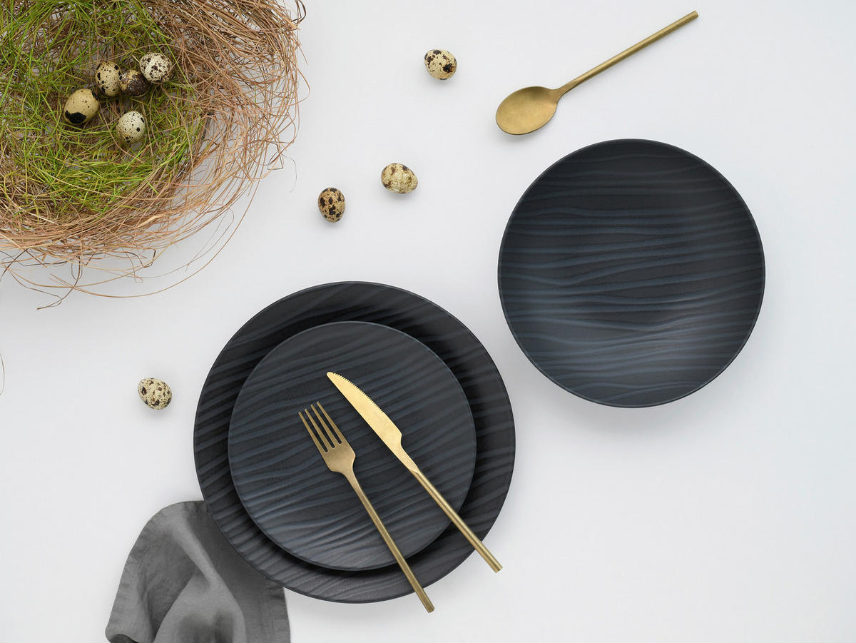 SERVIS Waves Black 12 delar  - antracit, Basics, keramik - Creatable