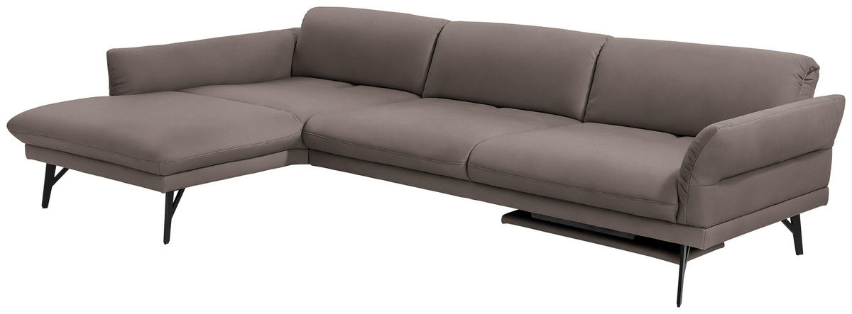 ECKSOFA in Echtleder Fango  173/308 cm  - Fango/Anthrazit, Design, Leder/Metall (173/308cm) - Joop!