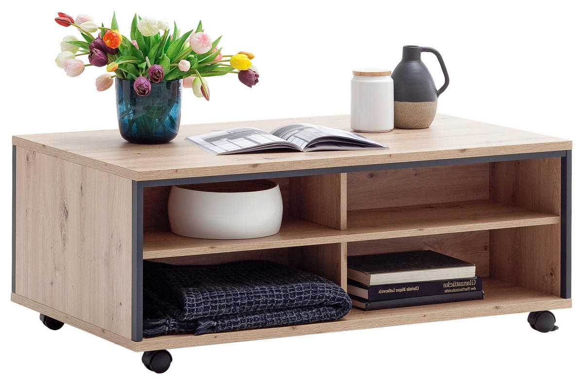KONFERENČNÍ STOLEK, antracitová, barvy dubu, kov, kompozitní dřevo, 115/46/70 cm - barvy dubu/antracitová, Design, kov/kompozitní dřevo (115/46/70cm) - Livetastic