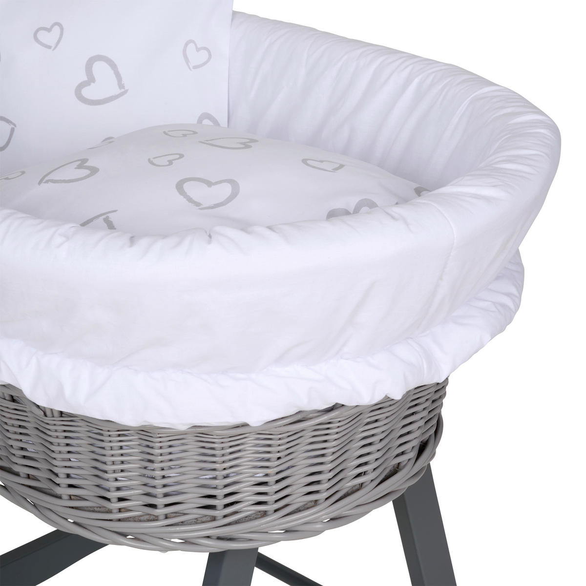 STUBENWAGEN-KOMPLETTSET Kernbuche  Grau  - Weiß/Grau, Basics, Holz/Textil (91/60/73cm) - My Baby Lou