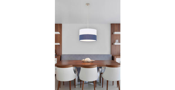 HÄNGELEUCHTE 37/120 cm  - Weiß/Dunkelblau, MODERN, Kunststoff/Textil (37/120cm) - Novel