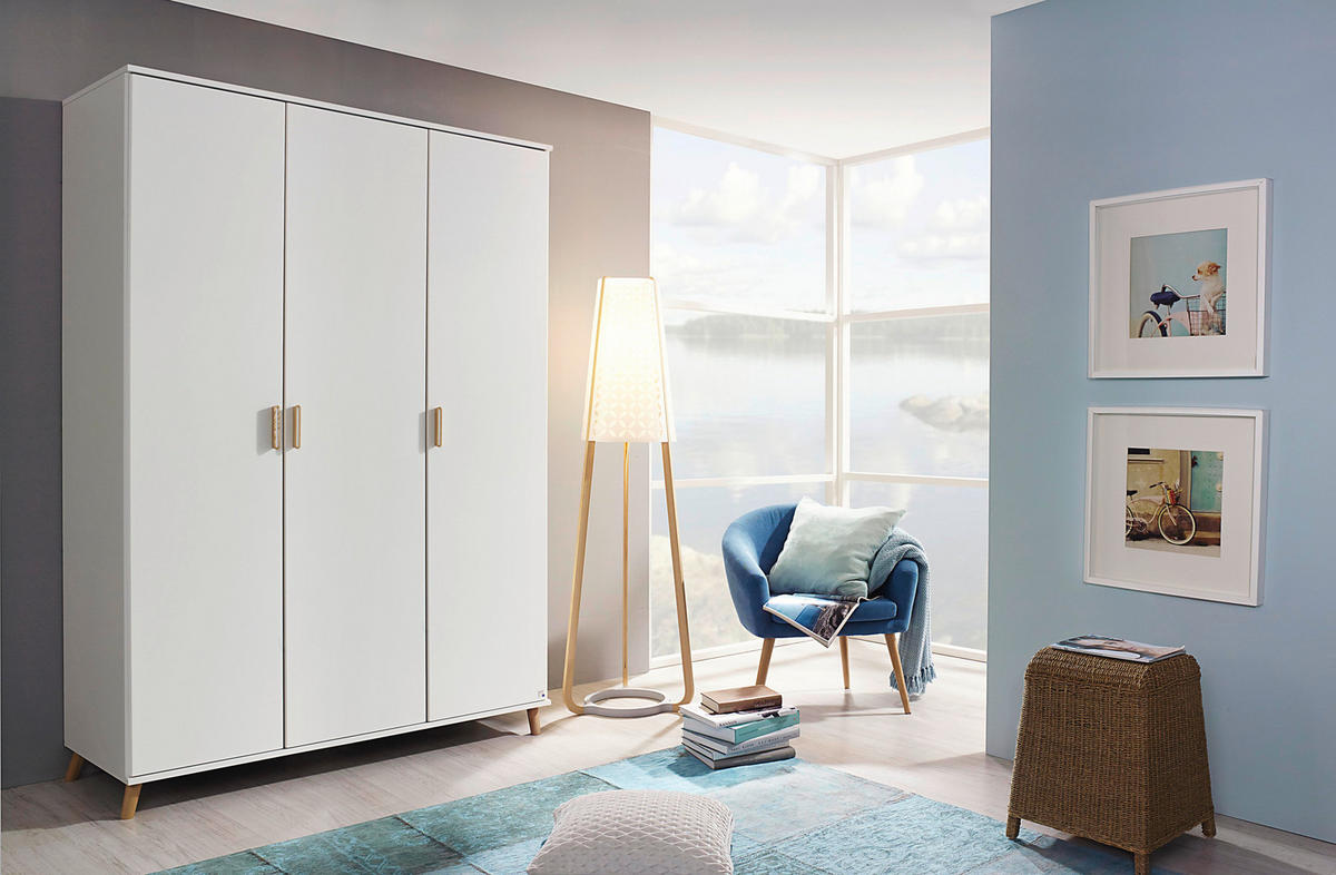 SKRIŇA S OTOČNÝMI DVERAMI, biela, 137/203/53 cm - biela, Modern, drevo/kompozitné drevo (137/203/53cm)