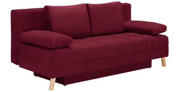 SCHLAFSOFA Webstoff Bordeaux  - Bordeaux/Naturfarben, KONVENTIONELL, Holz/Textil (195/90/90cm) - Cantus