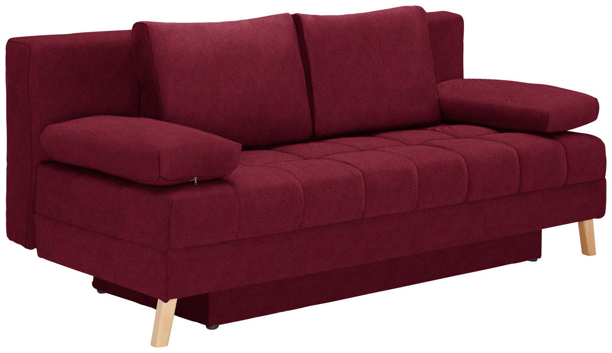 SCHLAFSOFA in Webstoff Bordeaux  - Bordeaux/Naturfarben, Konventionell, Holz/Textil (195/90/90cm) - Cantus
