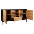 SIDEBOARD  160/80/40 cm 1 Schublade(n)  - Schwarz/Naturfarben, Design, Holzwerkstoff (160/80/40cm) - Xora