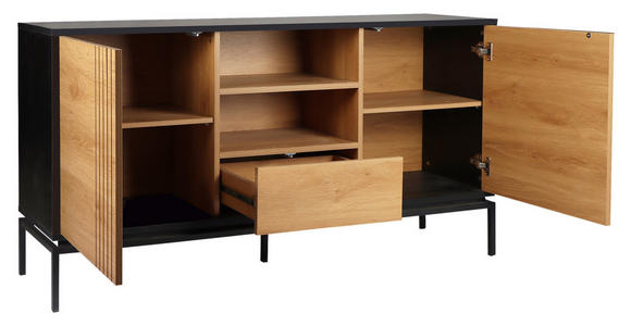 SIDEBOARD  160/80/40 cm 1 Schublade(n)  - Schwarz/Naturfarben, Design, Holzwerkstoff (160/80/40cm) - Xora