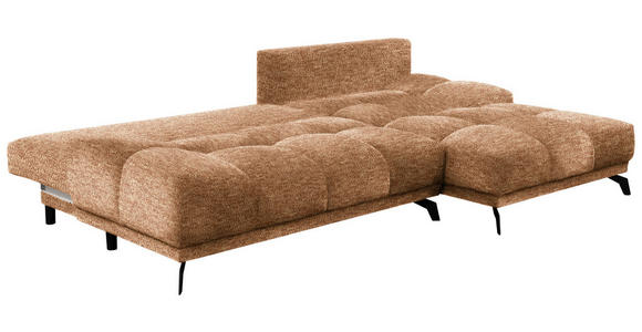 ECKSOFA in Chenille Goldfarben  - Goldfarben/Schwarz, MODERN, Textil/Metall (290/182cm) - Hom`in