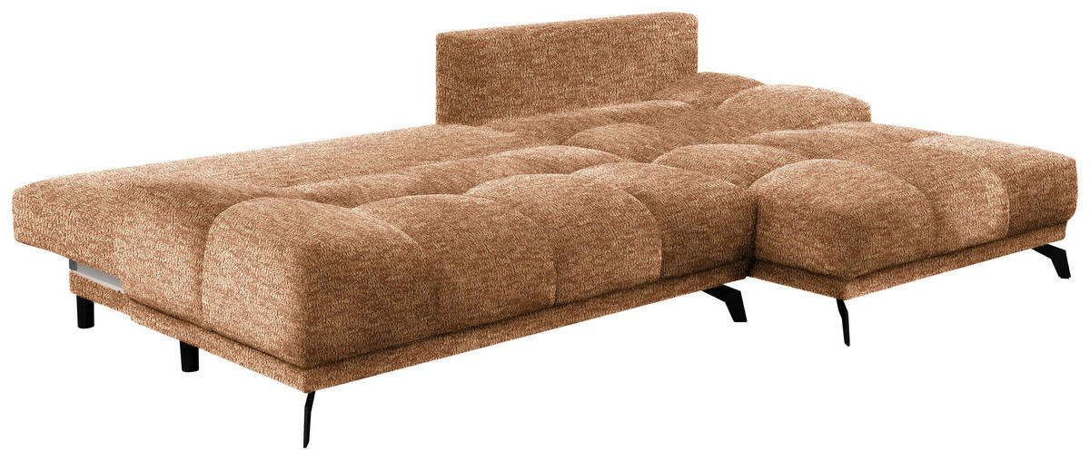 ECKSOFA in Chenille Goldfarben  - Goldfarben/Schwarz, Modern, Textil/Metall (290/182cm) - Hom`in
