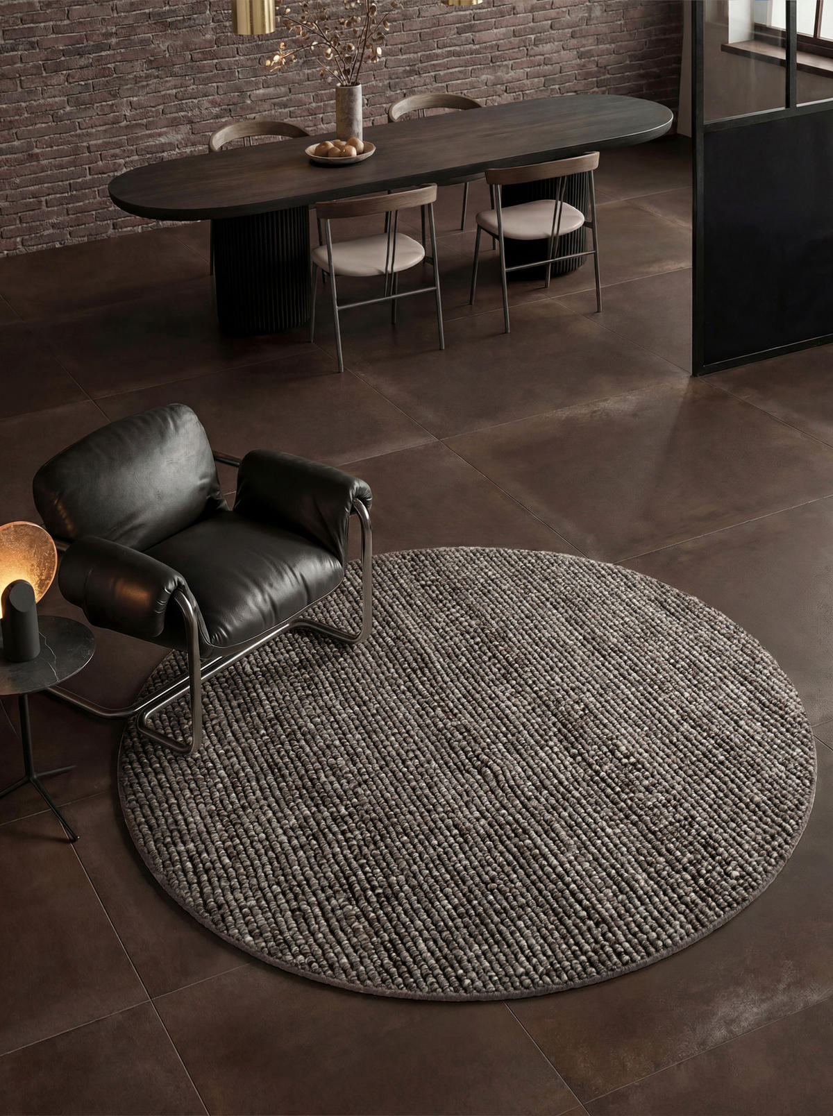 HANDWEBTEPPICH Wohnzimmer 160 cm Kollektion 1852 Wilma Multicolor, Dunkelgrau rund  - Dunkelgrau/Multicolor, Basics, Textil (160cm) - Villeroy & Boch