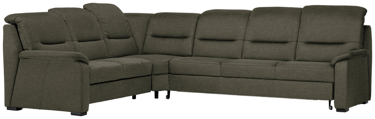 ECKSOFA in Mikrofaser Grün  - Schwarz/Grün, Konventionell, Holz/Textil (245/303cm) - Beldomo Comfort