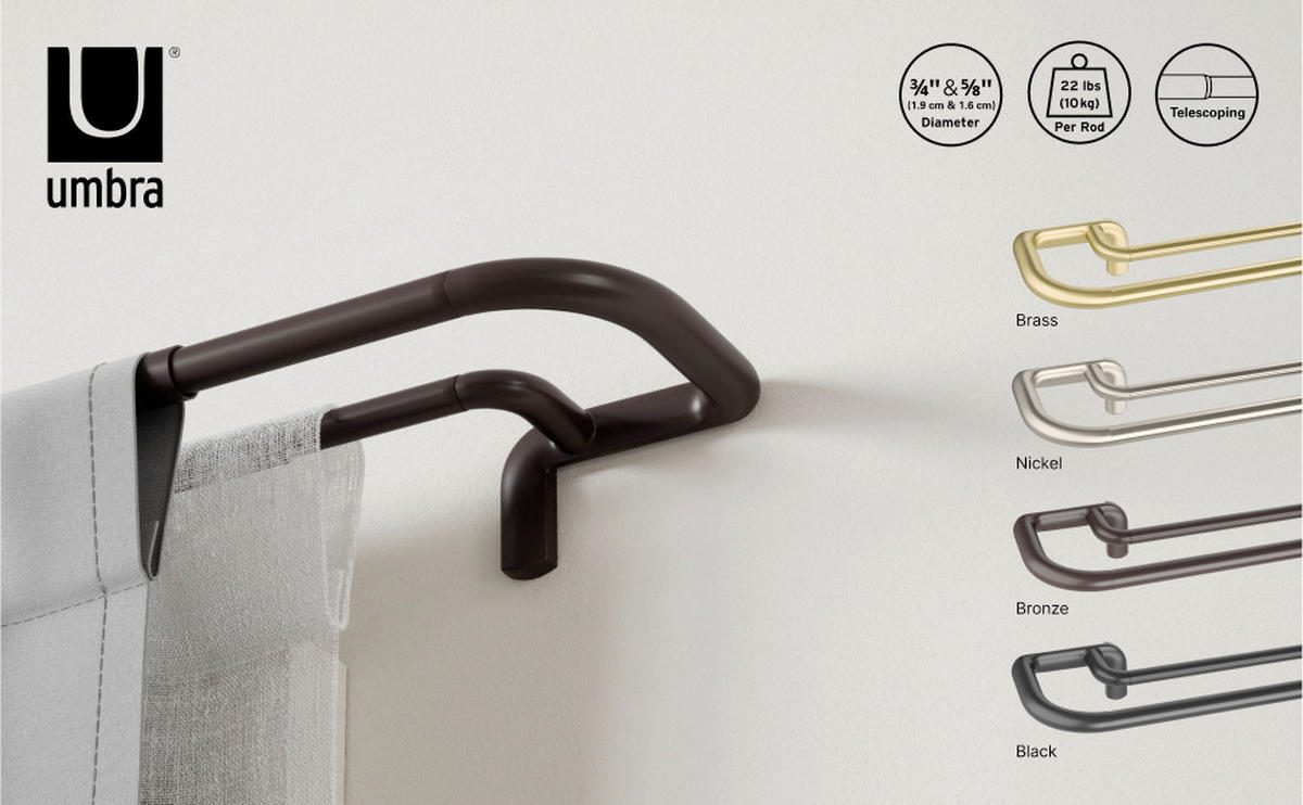 VORHANGSTANGENSET  76-213 cm  - Nickelfarben, KONVENTIONELL, Kunststoff/Metall (76-213cm) - Umbra