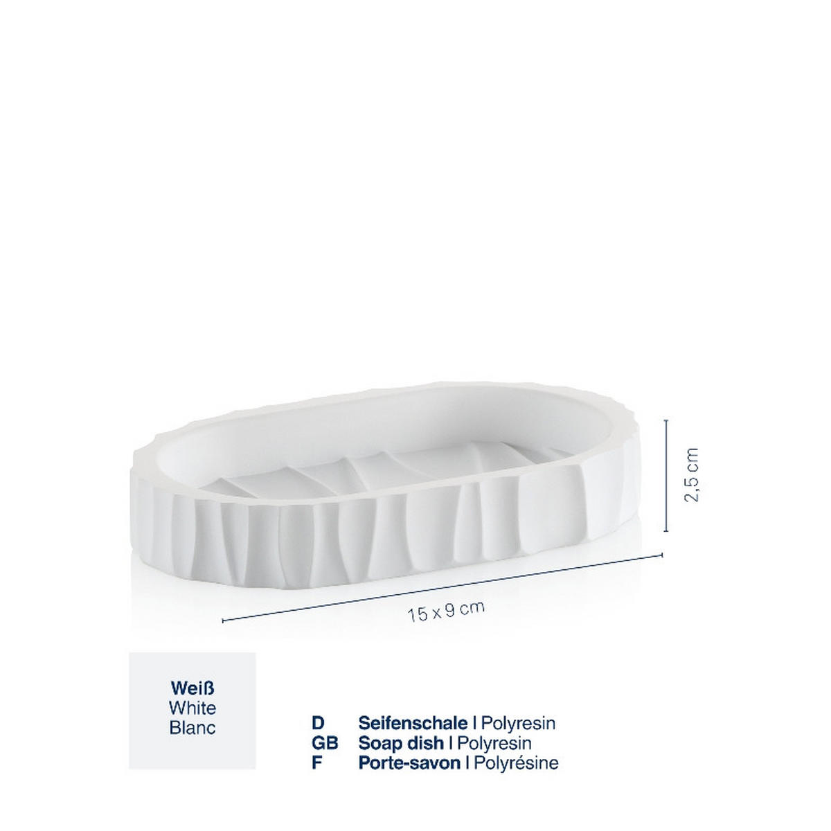 SEIFENSCHALE - Weiß, Basics, Kunststoff (15/9/2,5cm) - Kela