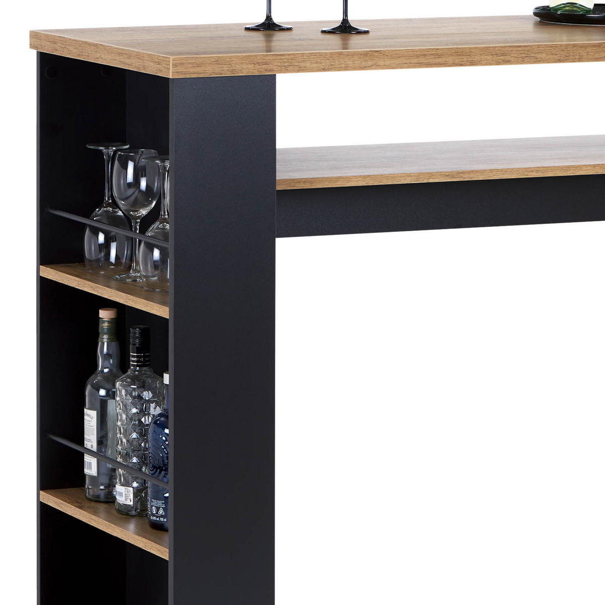 BARTISCH rechteckig Schwarz, Eichefarben  - Eichefarben/Schwarz, MODERN, Holzwerkstoff (138/55/110,5cm) - home24