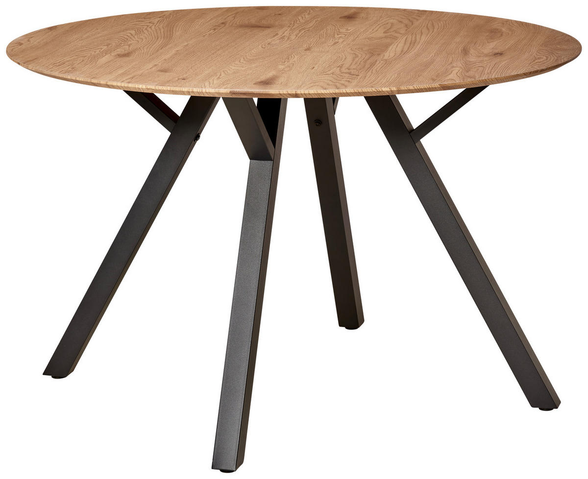 JEDÁLENSKÝ STÔL, čierna, farba duba, 120/76/120 cm - čierna/farba duba, Lifestyle, kov/kompozitné drevo (120/76/120cm) - MID.YOU