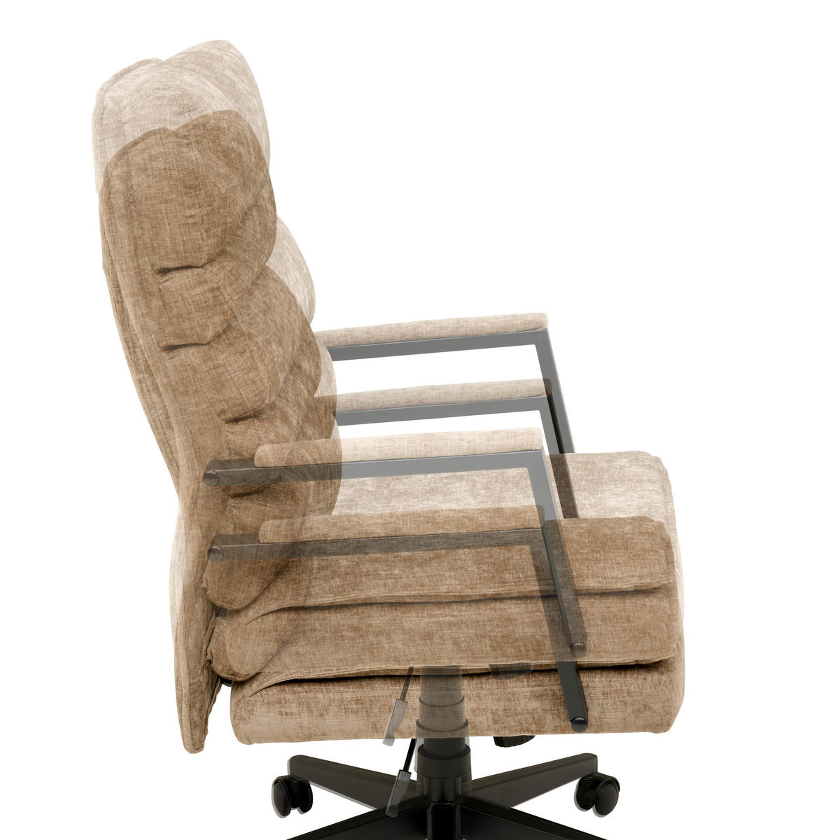 CHEFSESSEL Webstoff Braun  - Schwarz/Braun, Modern, Kunststoff/Textil (58/110-120/62cm) - MID.YOU