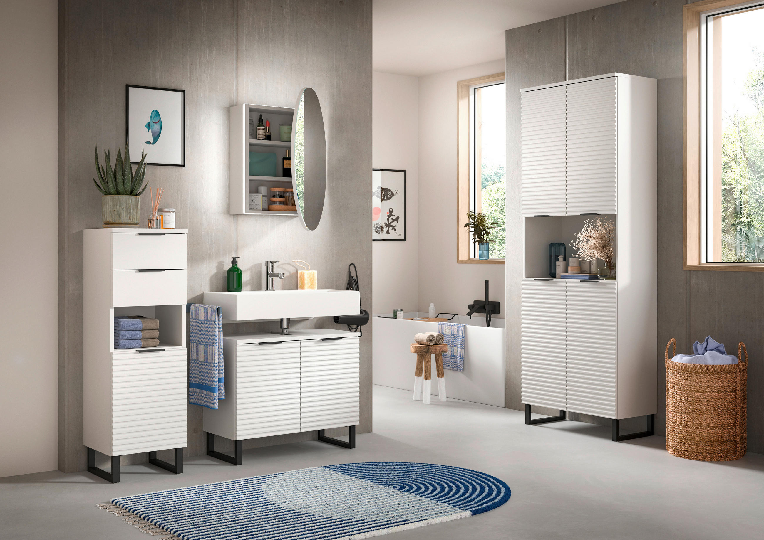 HIGHBOARD  in 35/110/34 cm  - Schwarz/Weiß, MODERN, Holzwerkstoff/Metall (35/110/34cm) - MID.YOU