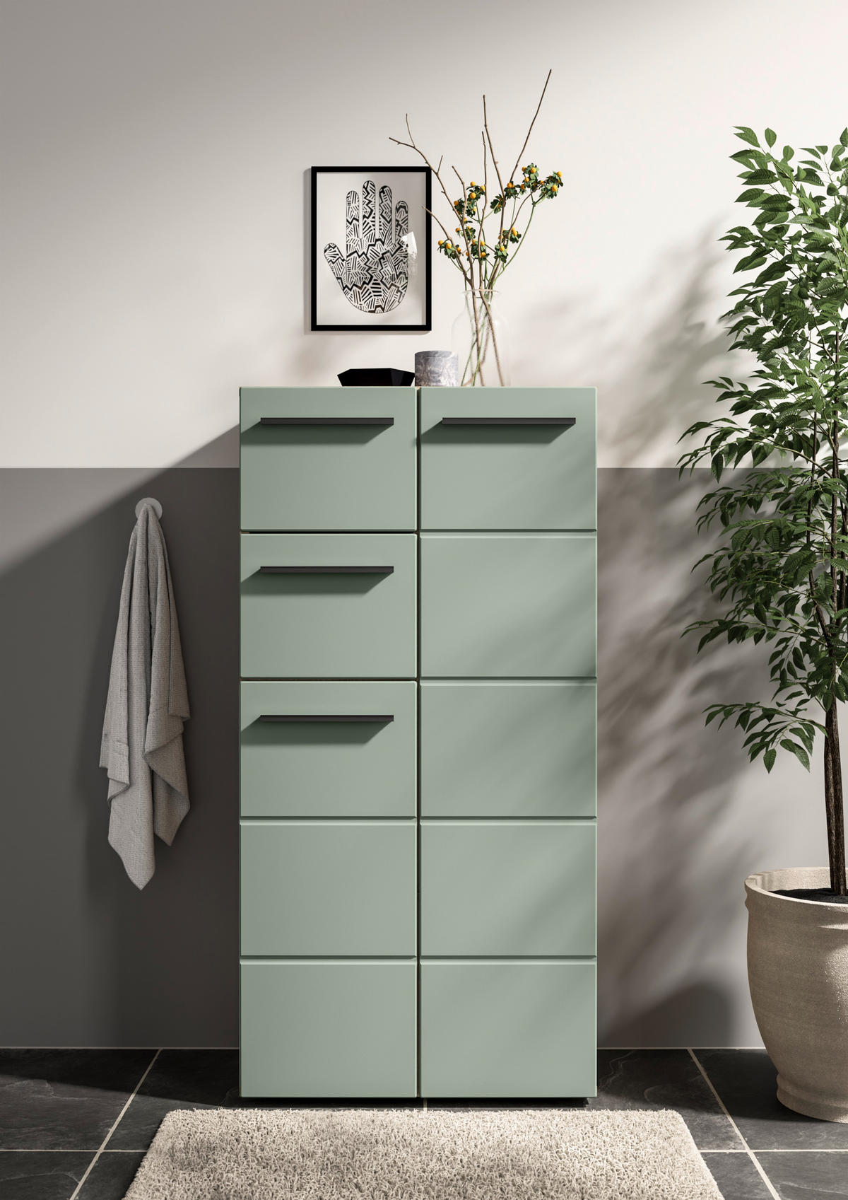 MIDISCHRANK 60/120/31 cm  - Schilfgrün/Eichefarben, Basics, Holzwerkstoff/Kunststoff (60/120/31cm) - MID.YOU