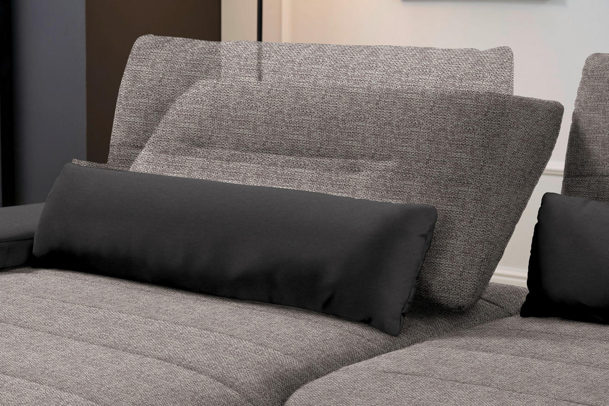ECKSOFA in Webstoff Graubraun  191/273 cm  - Graubraun/Schwarz, KONVENTIONELL, Textil/Metall (191/273cm) - Carryhome
