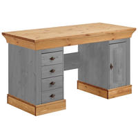 SCHREIBTISCH 143/65/77 cm Grau, Laugenfarbig  - Laugenfarbig/Grau, ROMANTIK / LANDHAUS, Holz/Metall (143/65/77cm) - Boxxx