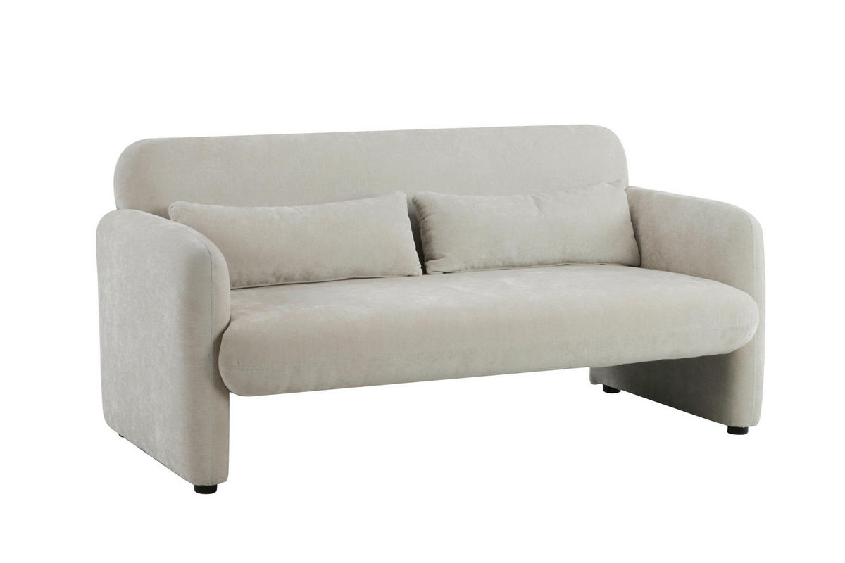 2-SITZER-SOFA MILA Samt Creme  - Creme/Schwarz, Design, Kunststoff/Textil (148/83/76cm) - MID.YOU