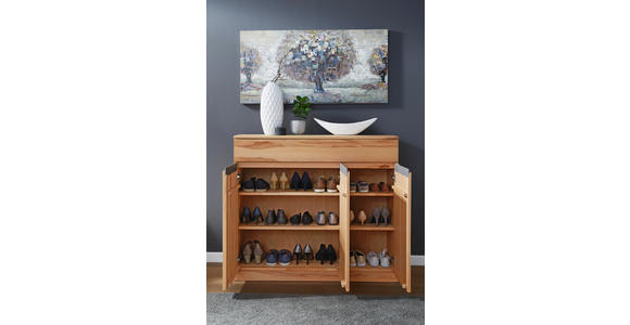 SCHUHSCHRANK Kernbuche massiv Buchefarben - Buchefarben/Grau, KONVENTIONELL, Holz/Metall (120/107/38cm) - Valnatura