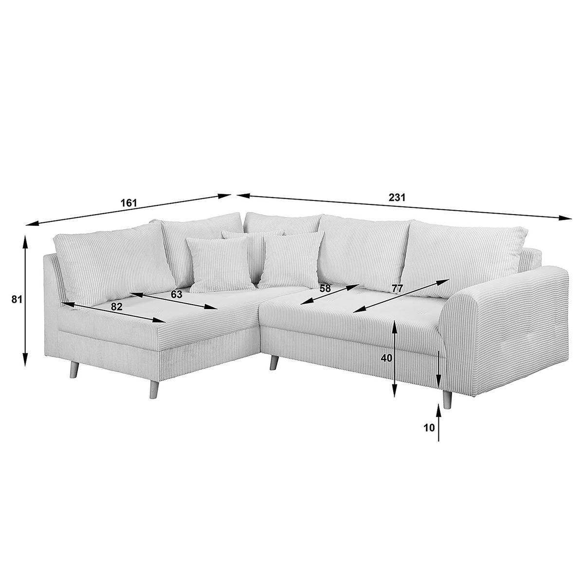 ECKSOFA inkl. Hocker Ariella in Cord Rostfarben  161/231 cm  - Rostfarben/Naturfarben, Design, Holz/Textil (161/231cm) - Livetastic