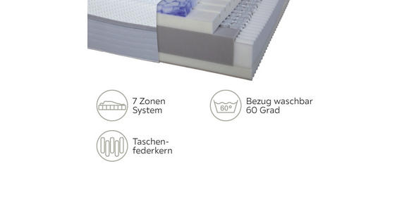 TASCHENFEDERKERNMATRATZE 90/200 cm - Weiß, Basics, Textil (90/200cm) - Dieter Knoll